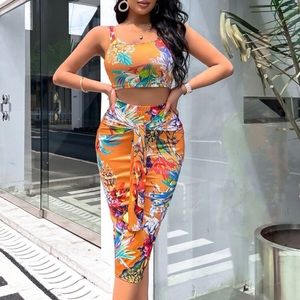 Tropical 2 piece skirt set
